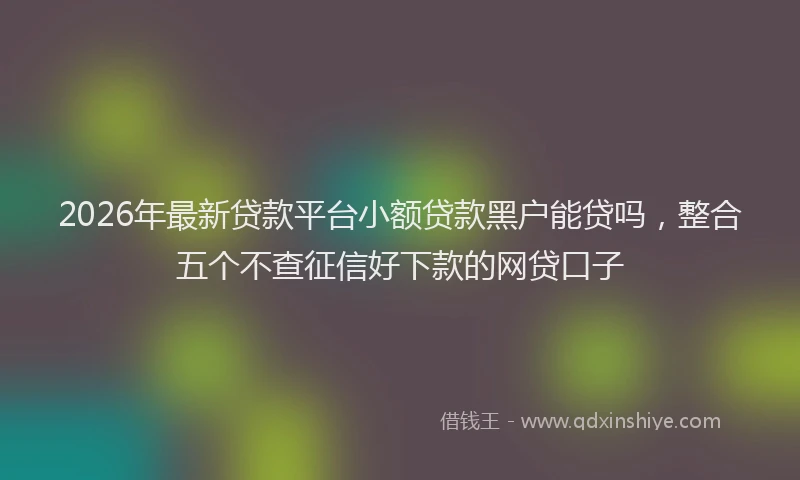 2026年最新贷款平台小额贷款黑户能贷吗，整合五个不查征信好下款的网贷口子