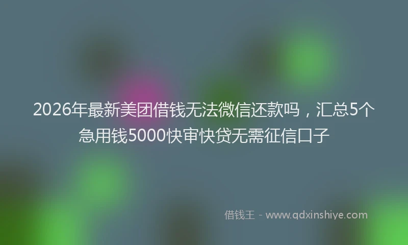 2026年最新美团借钱无法微信还款吗，汇总5个急用钱5000快审快贷无需征信口子