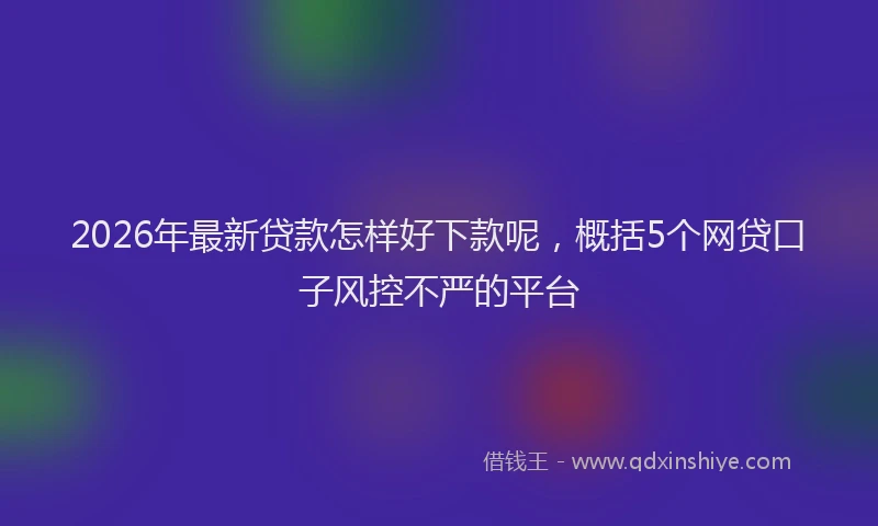 2026年最新贷款怎样好下款呢，概括5个网贷口子风控不严的平台