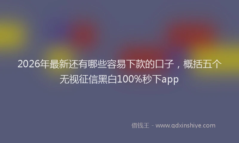 2026年最新还有哪些容易下款的口子，概括五个无视征信黑白100%秒下app