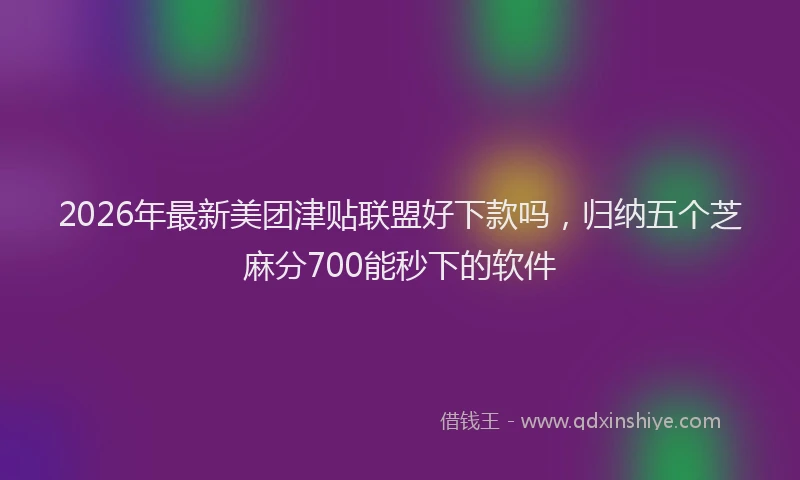 2026年最新美团津贴联盟好下款吗，归纳五个芝麻分700能秒下的软件