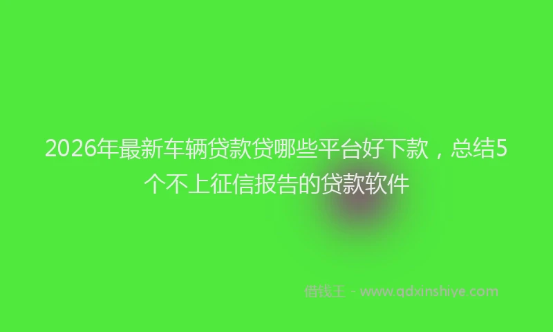 2026年最新车辆贷款贷哪些平台好下款，总结5个不上征信报告的贷款软件