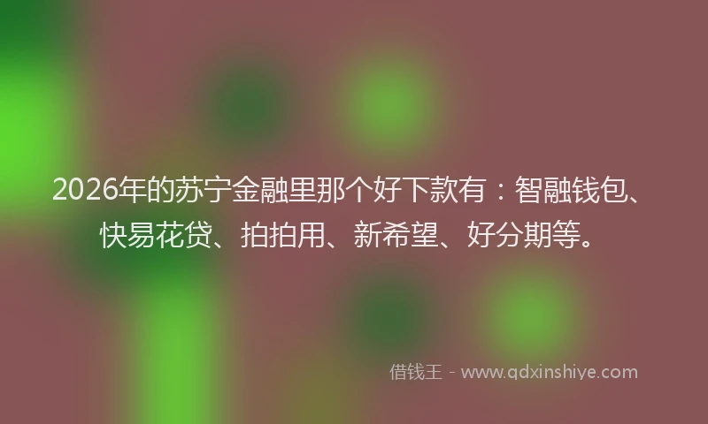 2026年的苏宁金融里那个好下款有：智融钱包、快易花贷、拍拍用、新希望、好分期等。