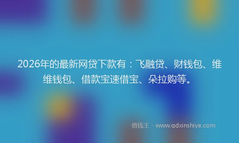 2026年的最新网贷下款有：飞融贷、财钱包、维维钱包、借款宝速借宝、朵拉购等。