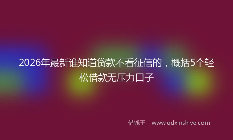 2026年最新谁知道贷款不看征信的，概括5个轻松借款无压力口子