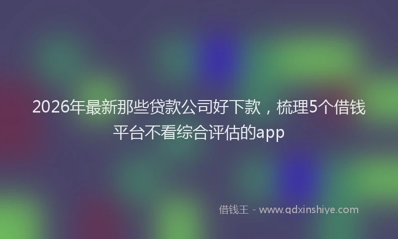 2026年最新那些贷款公司好下款，梳理5个借钱平台不看综合评估的app