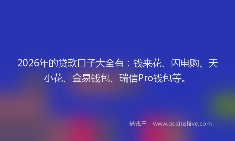 2026年的贷款口子大全有：钱来花、闪电购、天小花、金易钱包、瑞信Pro钱包等。