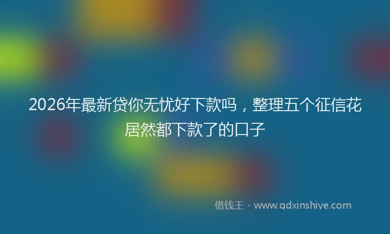 2026年最新贷你无忧好下款吗，整理五个征信花居然都下款了的口子