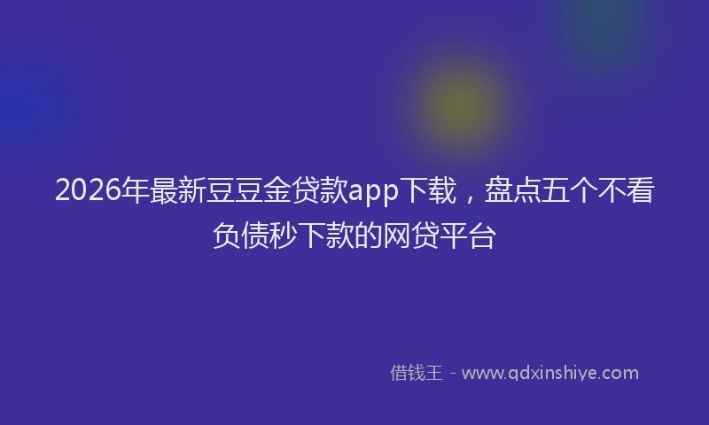 2026年最新豆豆金贷款app下载，盘点五个不看负债秒下款的网贷平台