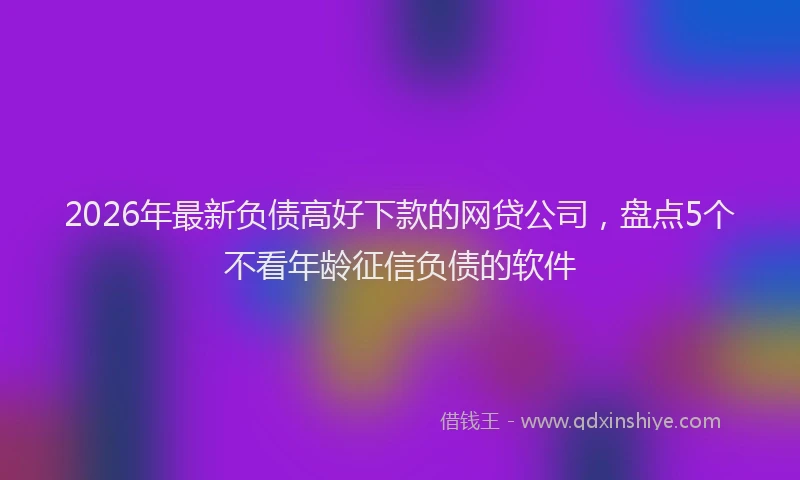 2026年最新负债高好下款的网贷公司，盘点5个不看年龄征信负债的软件