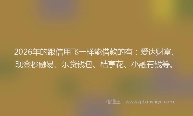 2026年的跟信用飞一样能借款的有：爱达财富、现金秒融易、乐贷钱包、桔享花、小融有钱等。