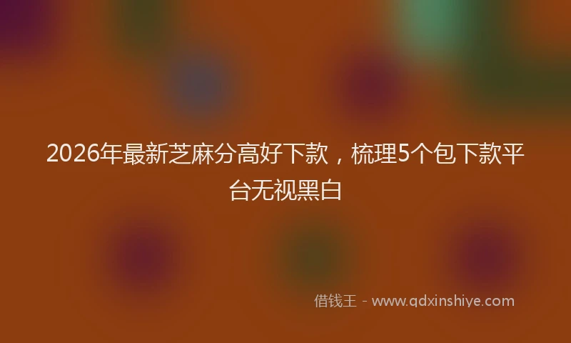 2026年最新芝麻分高好下款，梳理5个包下款平台无视黑白