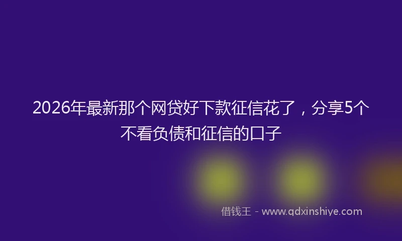2026年最新那个网贷好下款征信花了，分享5个不看负债和征信的口子