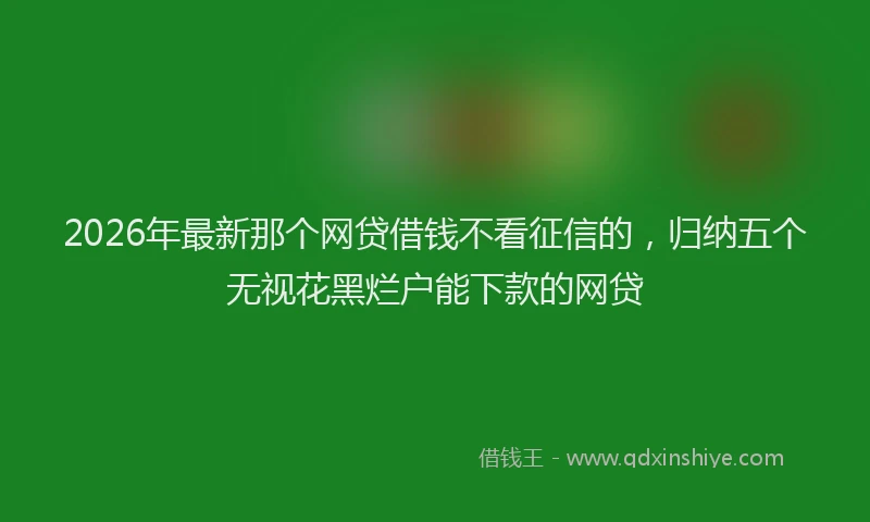 2026年最新那个网贷借钱不看征信的，归纳五个无视花黑烂户能下款的网贷