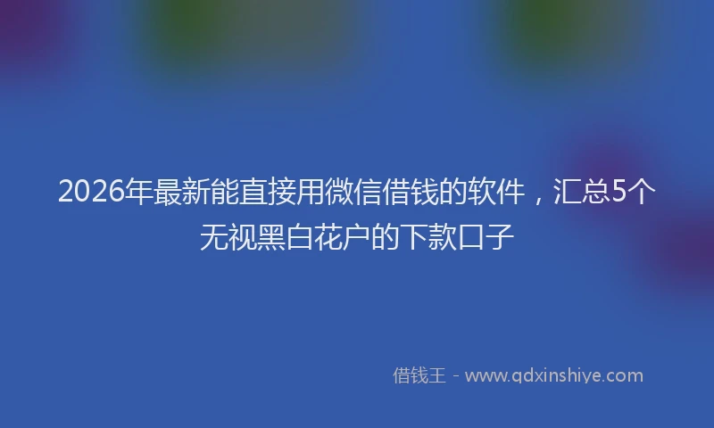 2026年最新能直接用微信借钱的软件，汇总5个无视黑白花户的下款口子