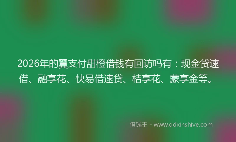 2026年的翼支付甜橙借钱有回访吗有：现金贷速借、融享花、快易借速贷、桔享花、蒙享金等。