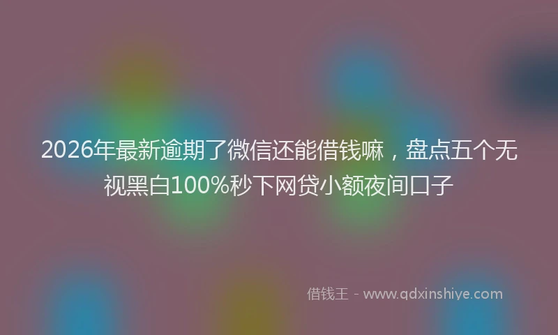 2026年最新逾期了微信还能借钱嘛，盘点五个无视黑白100%秒下网贷小额夜间口子