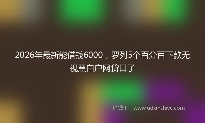 2026年最新能借钱6000，罗列5个百分百下款无视黑白户网贷口子