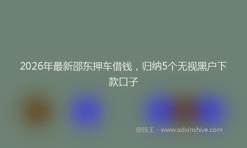 2026年最新邵东押车借钱，归纳5个无视黑户下款口子