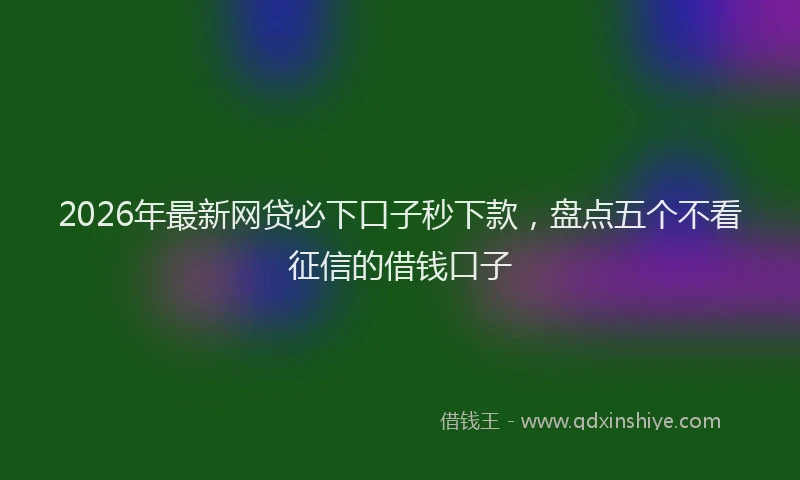 2026年最新网贷必下口子秒下款，盘点五个不看征信的借钱口子