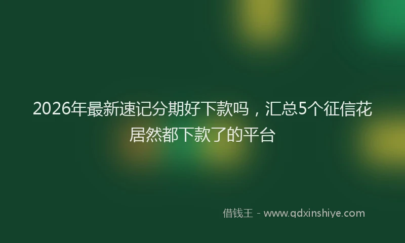 2026年最新速记分期好下款吗，汇总5个征信花居然都下款了的平台