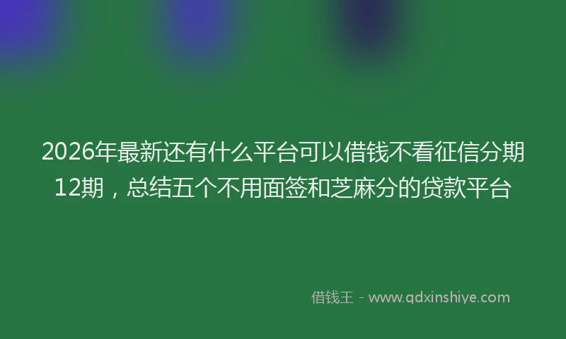 2026年最新还有什么平台可以借钱不看征信分期12期，总结五个不用面签和芝麻分的贷款平台
