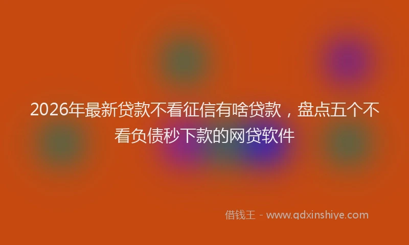 2026年最新贷款不看征信有啥贷款，盘点五个不看负债秒下款的网贷软件