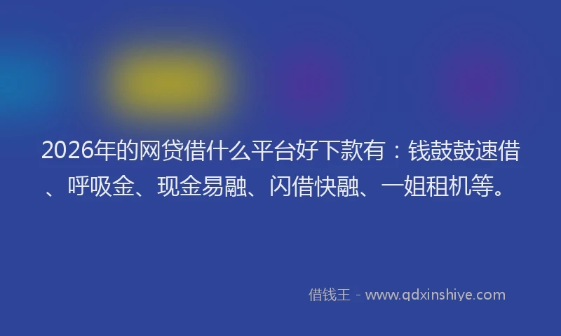 2026年的网贷借什么平台好下款有：钱鼓鼓速借、呼吸金、现金易融、闪借快融、一姐租机等。