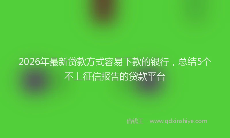 2026年最新贷款方式容易下款的银行，总结5个不上征信报告的贷款平台