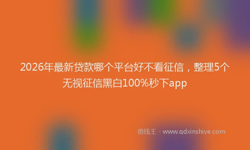 2026年最新贷款哪个平台好不看征信，整理5个无视征信黑白100%秒下app