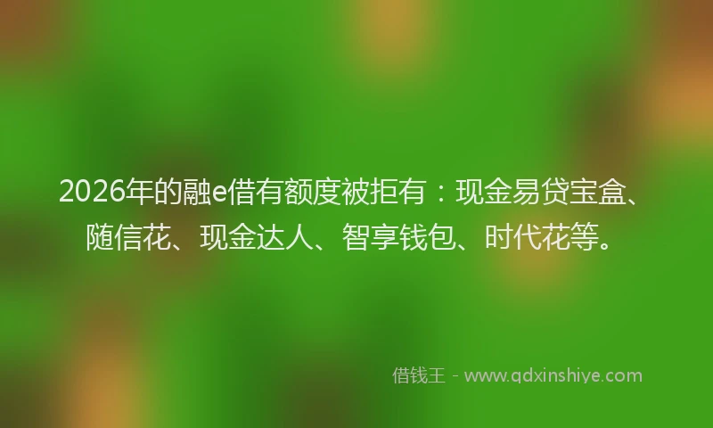 2026年的融e借有额度被拒有：现金易贷宝盒、随信花、现金达人、智享钱包、时代花等。