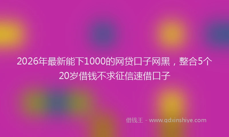 2026年最新能下1000的网贷口子网黑，整合5个20岁借钱不求征信速借口子