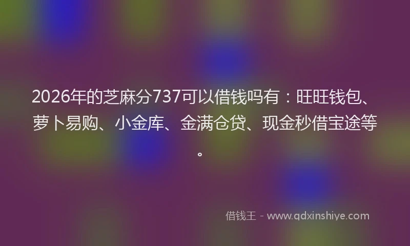 2026年的芝麻分737可以借钱吗有：旺旺钱包、萝卜易购、小金库、金满仓贷、现金秒借宝途等。