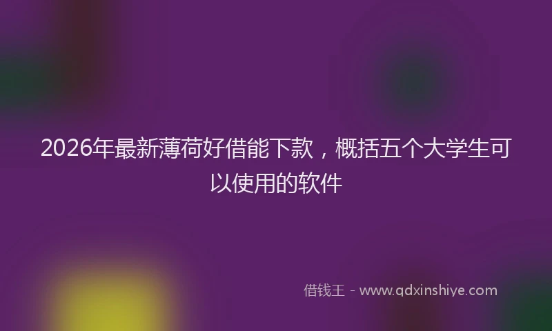 2026年最新薄荷好借能下款，概括五个大学生可以使用的软件
