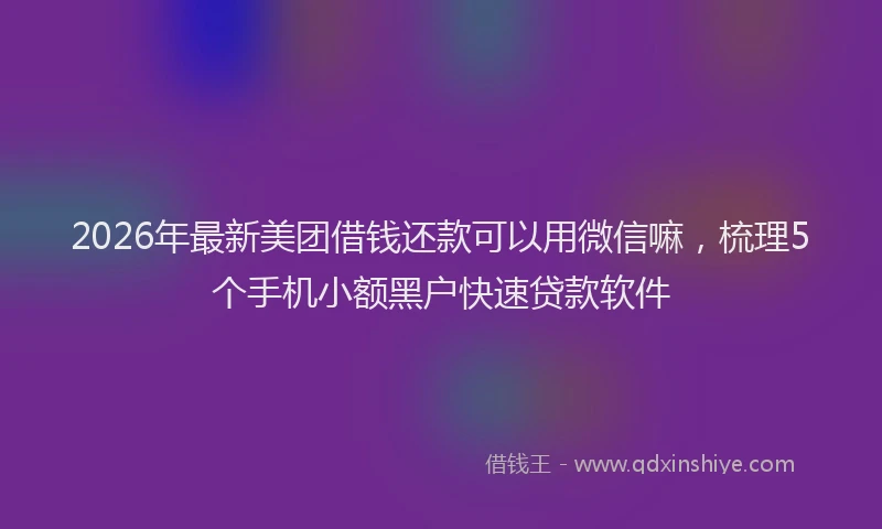 2026年最新美团借钱还款可以用微信嘛，梳理5个手机小额黑户快速贷款软件