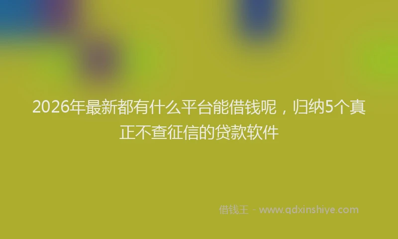2026年最新都有什么平台能借钱呢，归纳5个真正不查征信的贷款软件