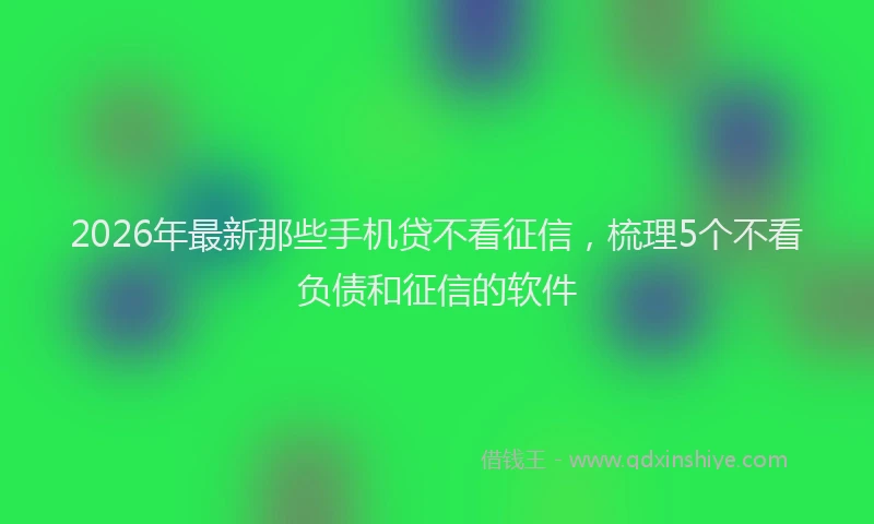 2026年最新那些手机贷不看征信，梳理5个不看负债和征信的软件