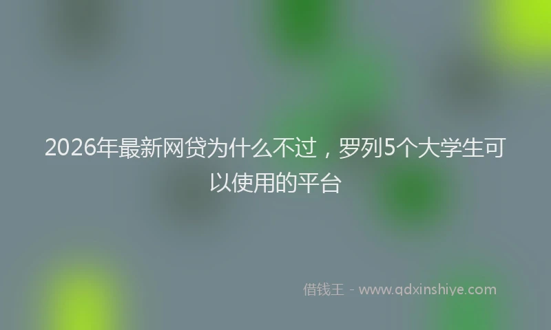 2026年最新网贷为什么不过，罗列5个大学生可以使用的平台