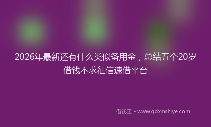 2026年最新还有什么类似备用金，总结五个20岁借钱不求征信速借平台