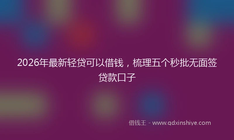 2026年最新轻贷可以借钱，梳理五个秒批无面签贷款口子