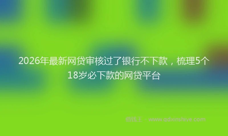 2026年最新网贷审核过了银行不下款，梳理5个18岁必下款的网贷平台