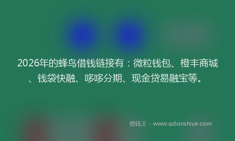 2026年的蜂鸟借钱链接有：微粒钱包、橙丰商城、钱袋快融、哆哆分期、现金贷易融宝等。