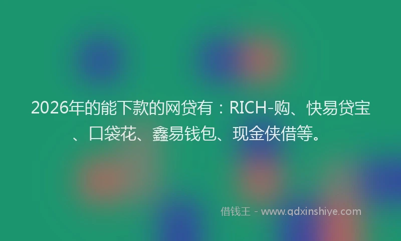 2026年的能下款的网贷有：RICH-购、快易贷宝、口袋花、鑫易钱包、现金侠借等。