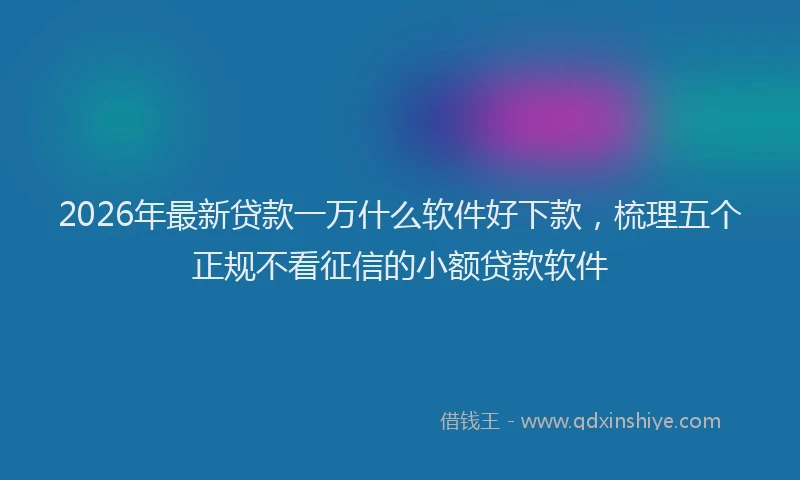 2026年最新贷款一万什么软件好下款，梳理五个正规不看征信的小额贷款软件