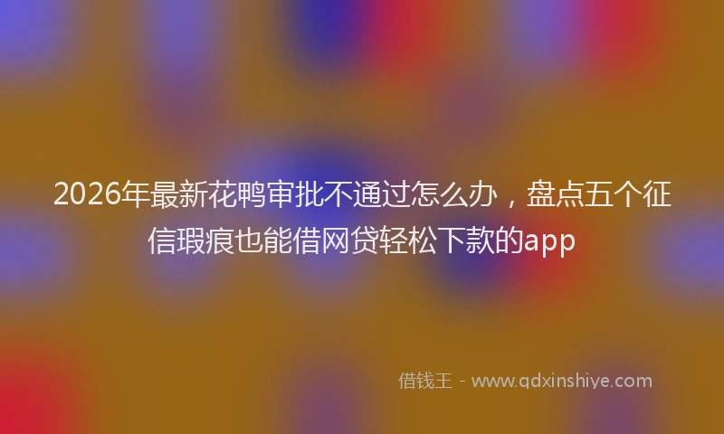 2026年最新花鸭审批不通过怎么办，盘点五个征信瑕疵也能借网贷轻松下款的app