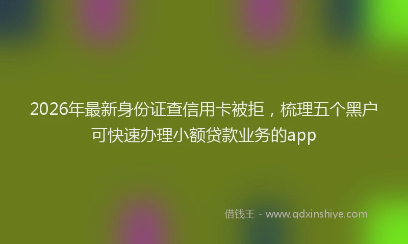 2026年最新身份证查信用卡被拒，梳理五个黑户可快速办理小额贷款业务的app