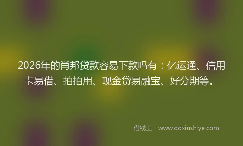 2026年的肖邦贷款容易下款吗有：亿运通、信用卡易借、拍拍用、现金贷易融宝、好分期等。
