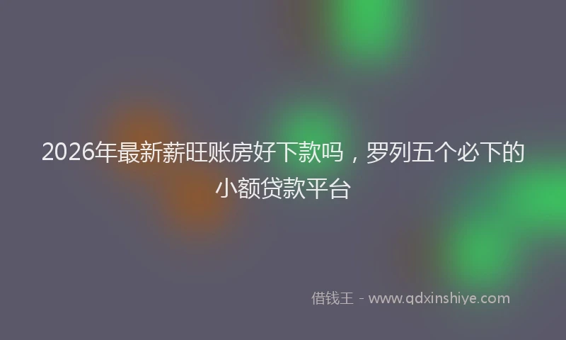 2026年最新薪旺账房好下款吗，罗列五个必下的小额贷款平台