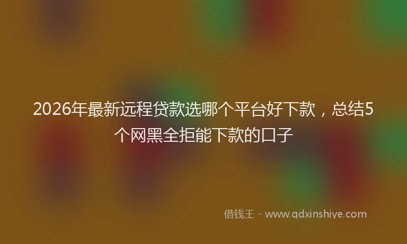 2026年最新远程贷款选哪个平台好下款，总结5个网黑全拒能下款的口子
