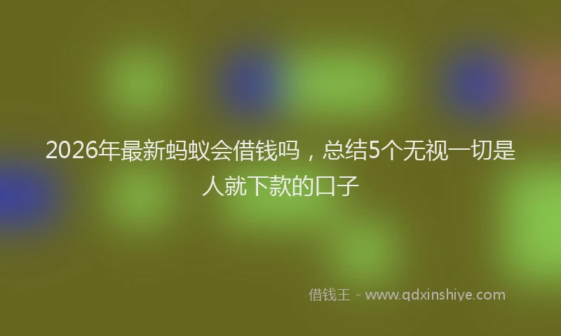 2026年最新蚂蚁会借钱吗，总结5个无视一切是人就下款的口子